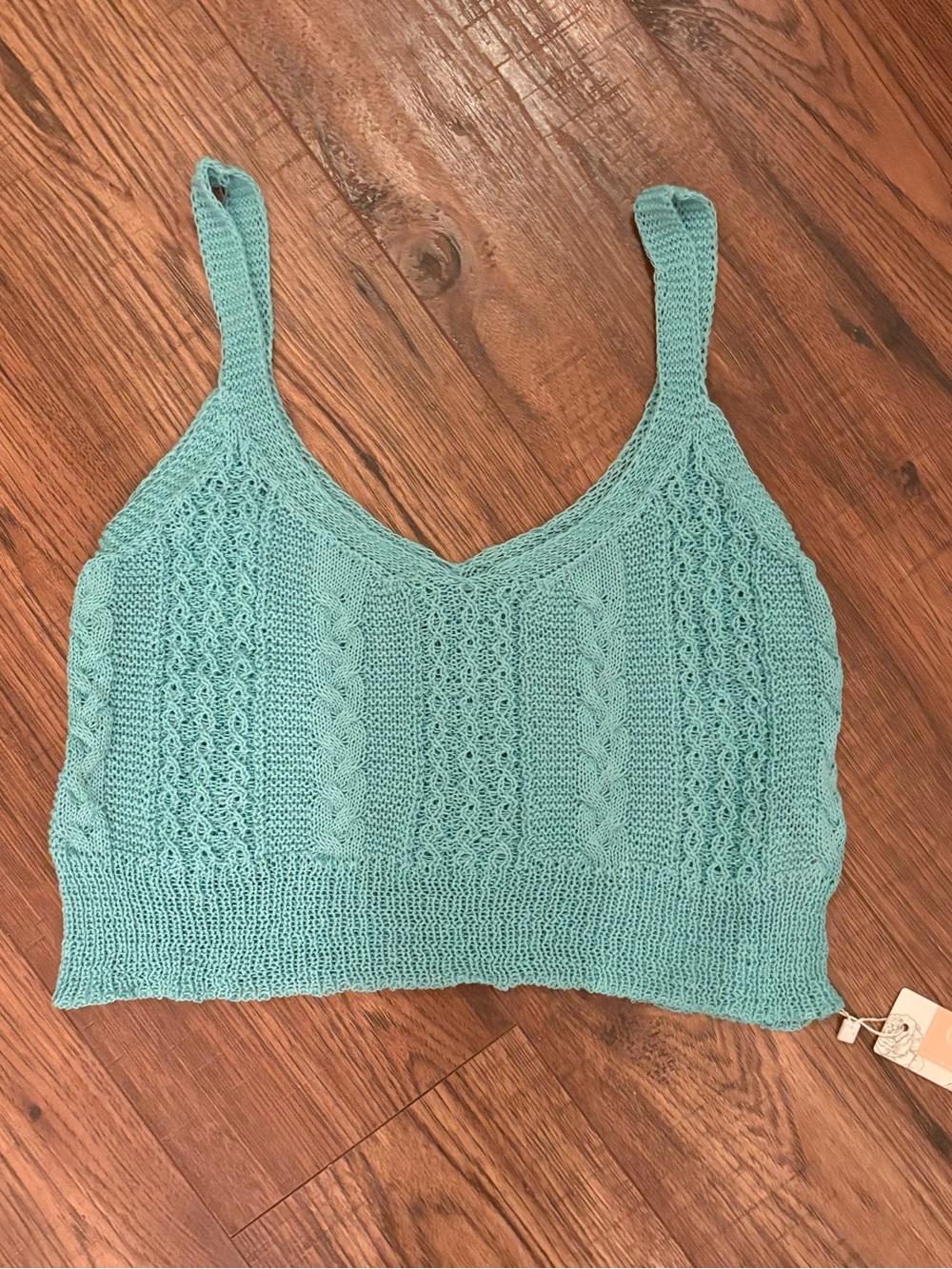 NWT Textured Knit Crop Top in Teal Size S